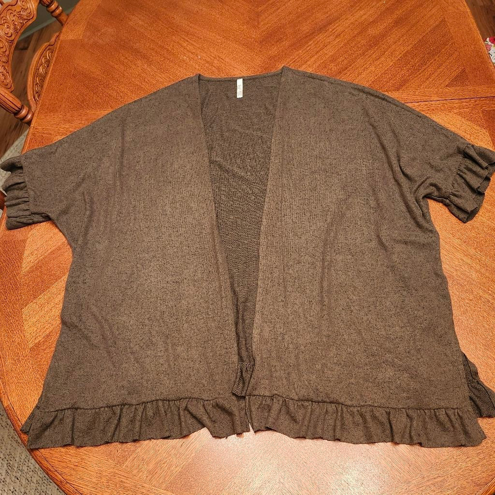 Women's Red Lolly Brown Open Front Cardigan S B2